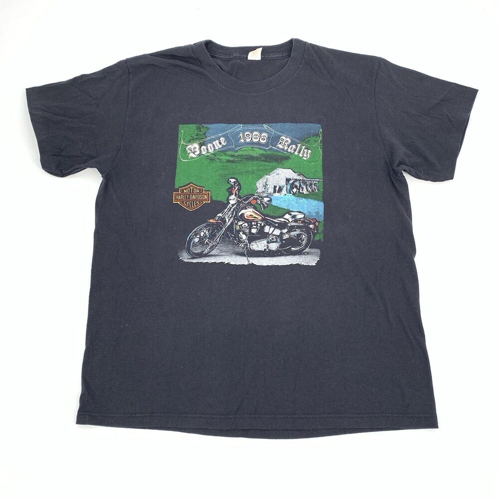 Vintage 1988 Harley Davidson Short Sleeve T-Shirt Size Large Mens Black Faded L